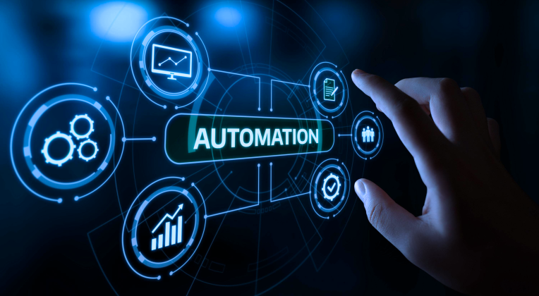 Hand touching blue automation animation